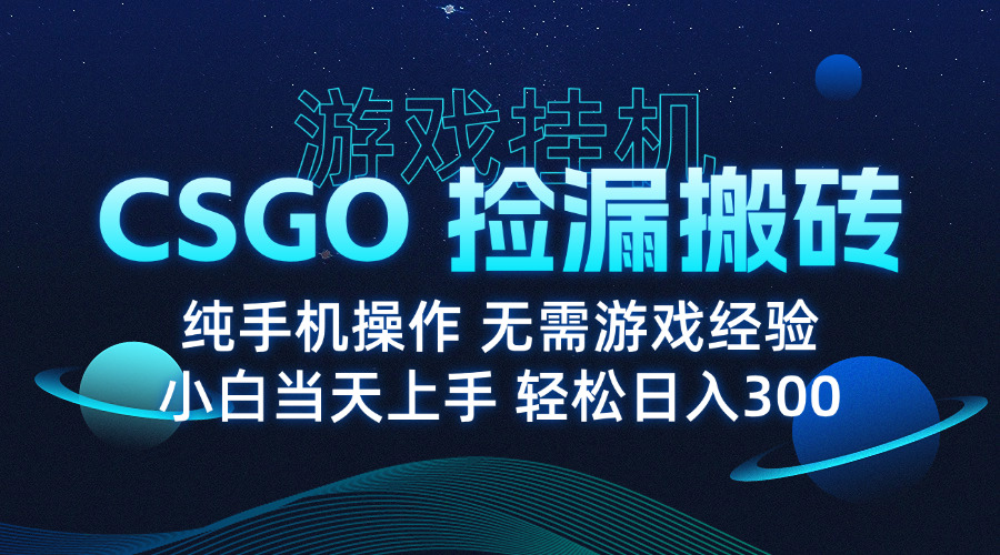 8月最新游戏搬砖，CSGO纯挂机，不需要玩游戏，实现真挂机，月入1W+-柚子资源网