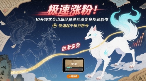 极速涨粉！10分钟学会山海经异兽丝滑变身视频制作，快速起千粉万粉号-柚子资源网