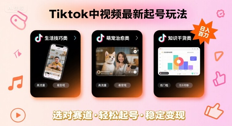 Tiktok中视频最新起号玩法，想要日入百刀，做好这几个赛道就可以了-柚子资源网