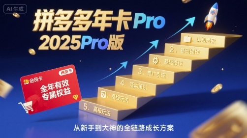 拼多多年卡2025Pro版，五大板块从认知到基础、从推广到活动、从活动到玩法-柚子资源网