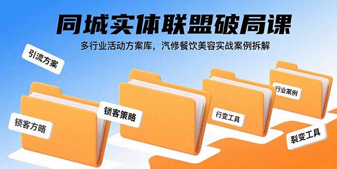同城实体联盟破局课，多行业活动方案库，汽修餐饮美容实战案例拆解-柚子资源网