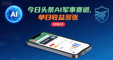 今日头条AI军事赛道，单日收益多张，手机可做【附指令】-柚子资源网