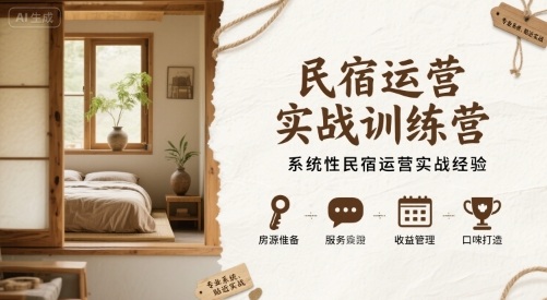 民宿运营实战训练营，系统性民宿运营实战经验-柚子资源网