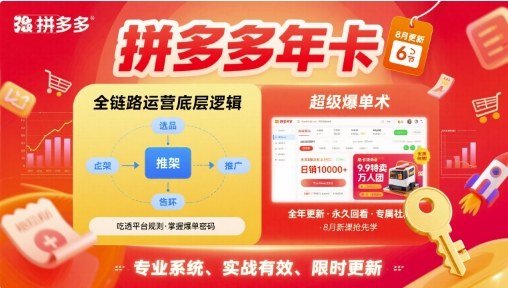 拼多多年卡【8月更新6节】拼多多全链路运营底层逻辑，超级爆单术-柚子资源网