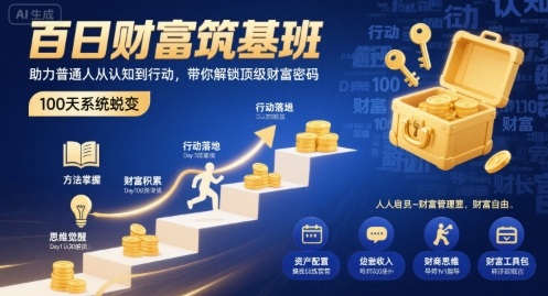 百日财富筑基班，助力普通人从认知到行动，带你解锁顶级财富密码-柚子资源网