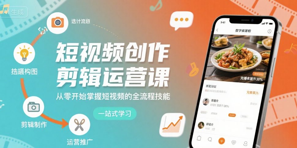 短视频创作剪辑运营课，从零开始掌握短视频的全流程技能-柚子资源网