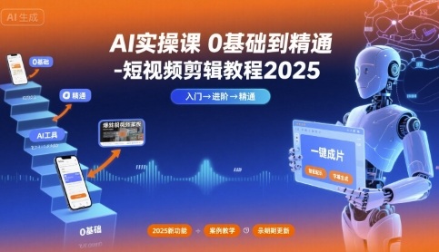 AI实操课0基础到精通-短视频剪辑教程2025-柚子资源网