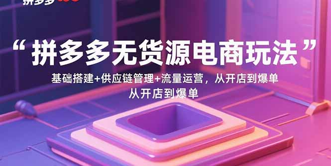拼多多无货源电商玩法：基础搭建+供应链管理+流量运营，从开店到爆单-柚子资源网