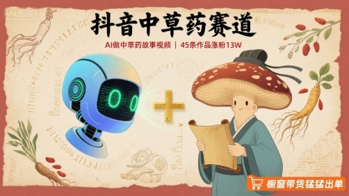 抖音中草药赛道，用AI做中草药故事视频，45条作品涨粉13W，橱窗带货猛猛出单-柚子资源网