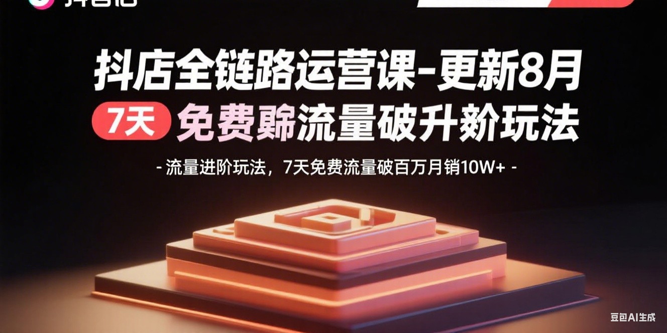 抖店全链路运营课-更新8月：流量进阶玩法，7天免费流量破百万月销10W+-柚子资源网