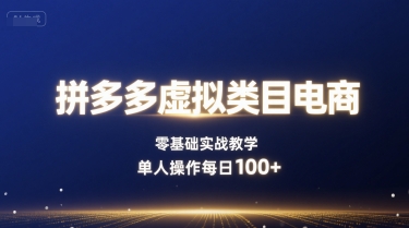 拼多多虚拟类目电商，零基础实战教学，单人操作每日100+-柚子资源网