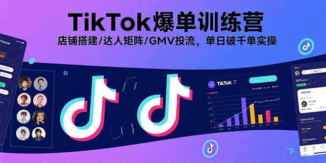 TikTok爆单训练营，店铺搭建/达人矩阵/GMV投流，单日破千单实操-柚子资源网