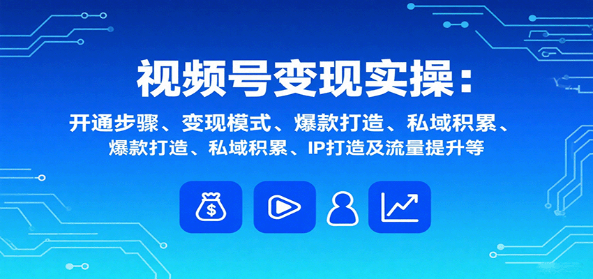 视频号变现实操，含开通步骤、变现模式、爆款打造、私域积累、IP打造及流量提升等-柚子资源网
