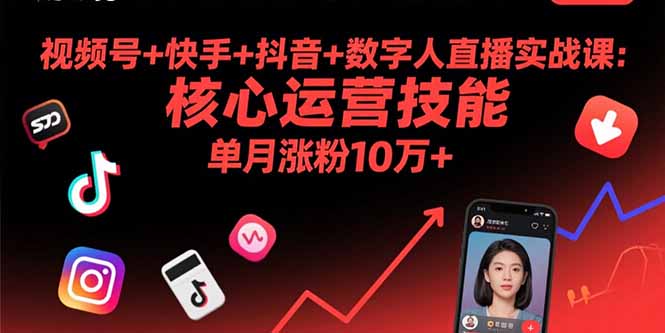 视频号+快手+抖音+数字人直播实战课(9月-柚子资源网