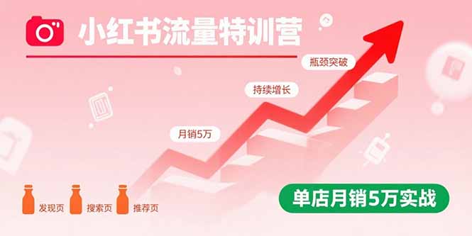 小红书流量特训营：突破流量瓶颈，实现店铺持续增长，单店月销5万实战-柚子资源网