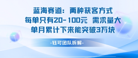 蓝海赛道：需求量大单月累计下来能突破3W-柚子资源网