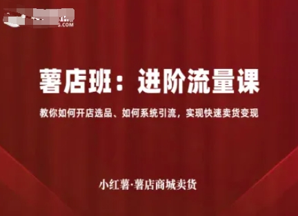 小红薯薯店商城卖货，进阶流量课，教你如何开店选品、如何系统引流，实现快速卖货变现-柚子资源网