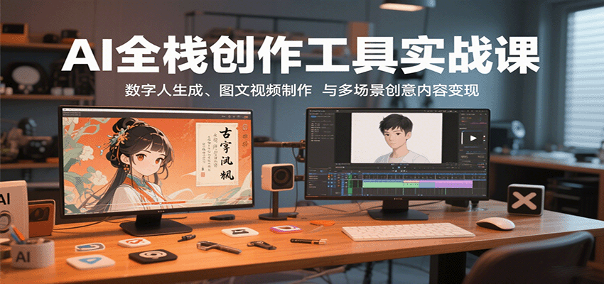 AI全栈创作工具实战课：数字人生成、图文视频制作与多场景创意内容变现-柚子资源网
