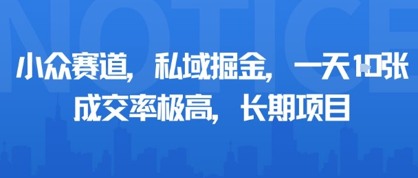 小众赛道，私域掘金，一天多张，成交率极高，长期项目-柚子资源网