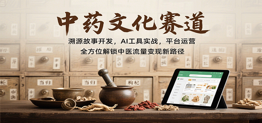 中药文化赛道：溯源故事开发，AI工具实战，平台运营，全方位解锁中医流量变现新路径-柚子资源网