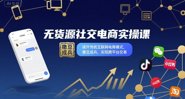 无货源社交电商实操课，绕开传统互联网电商模式，撒豆成兵，实现跨平台交易-柚子资源网
