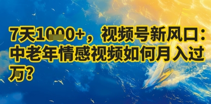 7天收益1k+，视频号新风口：中老年情感视频如何月入过W?-柚子资源网