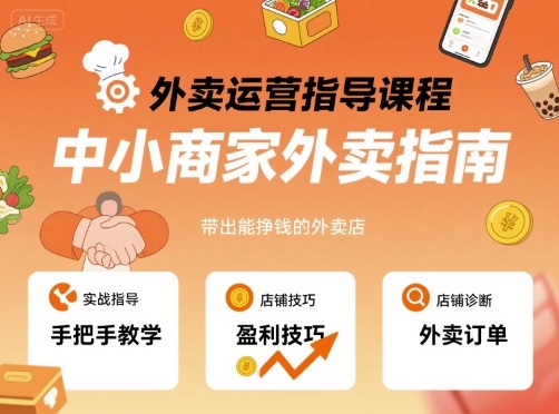 外卖运营指导课程，中小商家外卖指南，手把手带出能挣钱的外卖店-柚子资源网