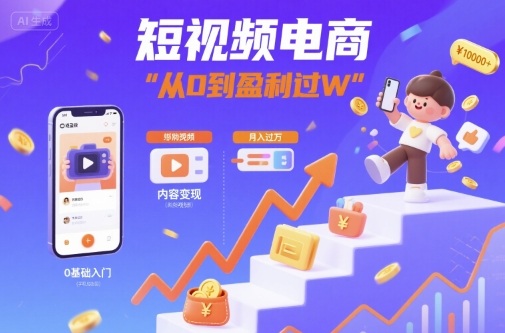 短视频电商：短视频变现从0到盈利过W-柚子资源网