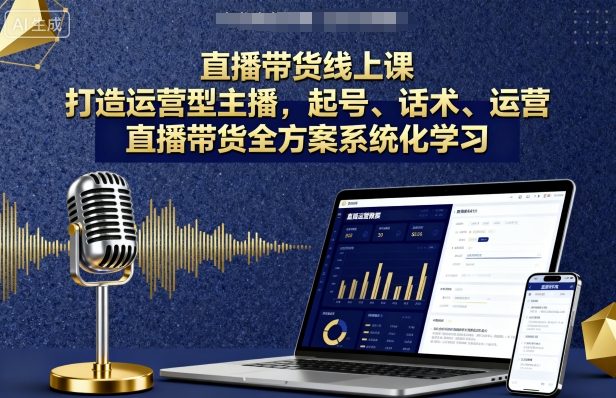 直播带货线上课，打造运营型主播，起号、话术、运营，直播带货全方案系统化学习-柚子资源网