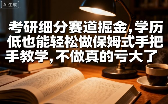 考研细分赛道掘金，日入1k+，学历低也能轻松做保姆式手把手教学，不做真的亏大了【揭秘】-柚子资源网