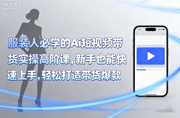 服装人必学的Ai短视频带货实操高阶课，新手也能快速上手，轻松打造带货爆款-柚子资源网