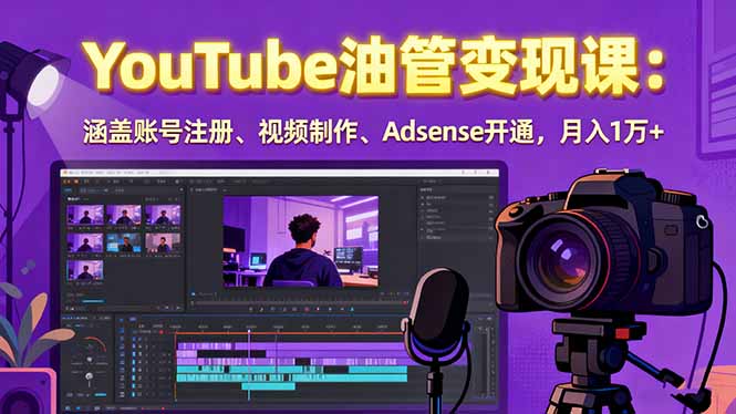 2025YouTube油管变现课：涵盖账号注册、视频制作、Adsense开通，月入1万+-柚子资源网