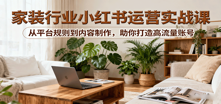 小红书家装行业运营实战课：从平台规则到内容制作，助你打造高流量账号-柚子资源网