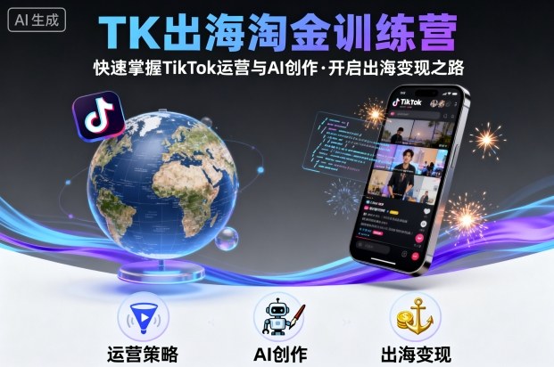 TK出海淘金训练营，助你快速掌握TikTok运营与AI创作，开启出海变现之路-柚子资源网