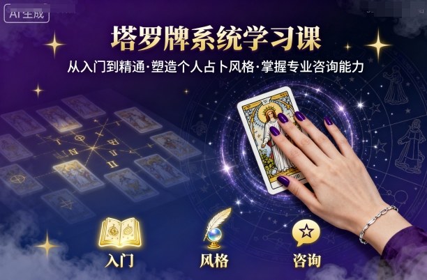 塔罗牌系统学习课，助你从入门到精通，塑造个人占卜风格，掌握专业咨询能力-柚子资源网