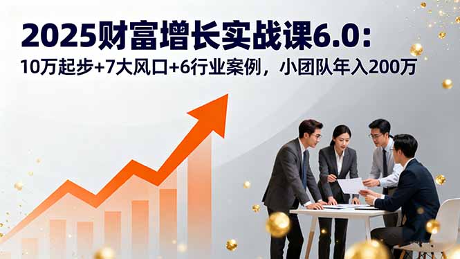 2025财富增长实战课6.0：10万起步+7大风口+6行业案例，小团队年入200万-柚子资源网