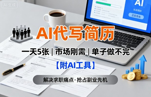 AI代写简历，一天5张，今年找工作难，市场刚需，单子做不完【附AI工具】-柚子资源网