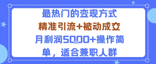小众赛道玩法：当下最热门的变现方式，精准引流+被动成交月利润5k+操作简单，适合兼职人群-柚子资源网