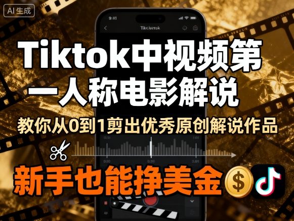 Tiktok中视频第一人称电影解说，教你从0到1剪出一个优秀的原创解说作品，新手也能挣美金-柚子资源网