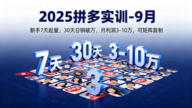 2025拼多多实训-9月：新手7天起量,30天日销破万,月利润3-10万,可矩阵复制-柚子资源网
