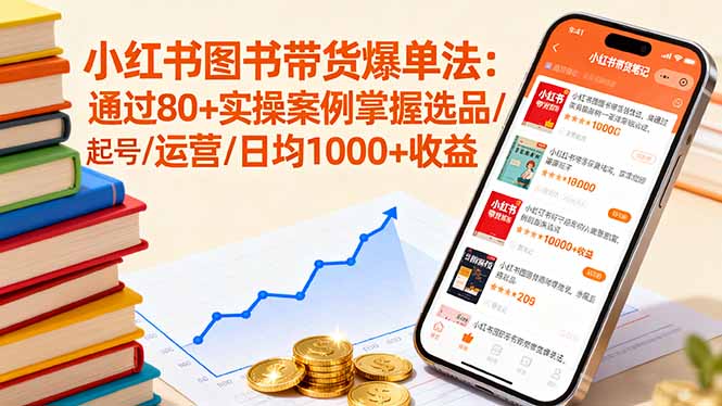 小红书图书带货爆单法：通过80+实操案例掌握选品/起号/运营/日均1000+收益-柚子资源网