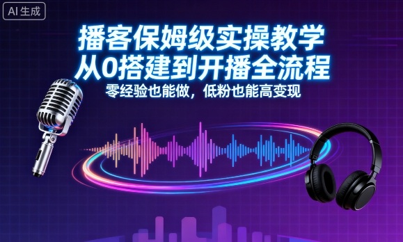 播客保姆级实操教学，从0搭建到开播全流程，零经验也能做，低粉也能高变现-柚子资源网