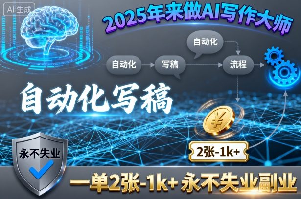 2025年来做AI写作大师，自动化写稿，一单2张-1k+，永不失业副业-柚子资源网