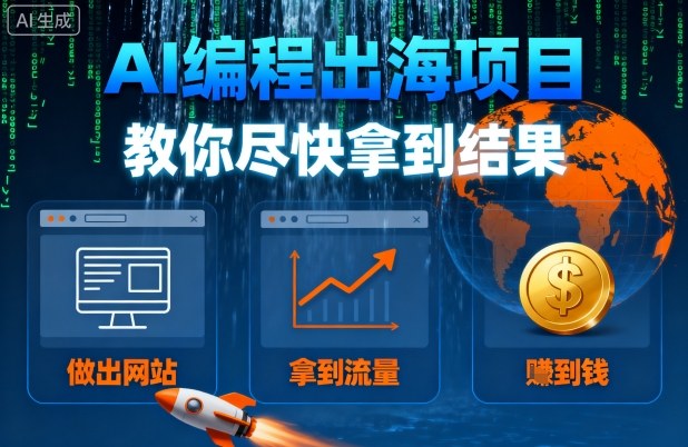 AI编程出海项目，教你尽快拿到结果-做出网站、拿到流量、賺到钱-柚子资源网